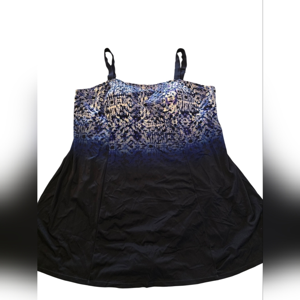 Swimsuits For All Blue Purple And White Patterned One Piece Swimsuit NWOT Clean - Picture 8 of 10